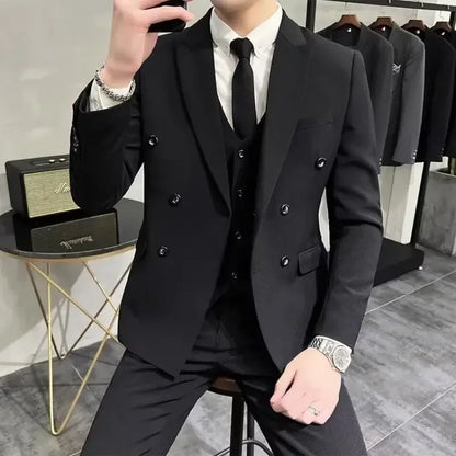 Wedding 2 Piece Outfit Set Male Slim Fit Full Men's Suits and Blazers Dress Formal Groom Clothes Elegant Spring Autumn Luxury - Ellianto fashion Men's