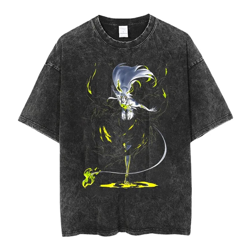 Retro Waed Bleach Anime T-irt Loose Fit Cotton ort Sve round Ne Print Theme Cartoon Youth ular Summer Breathable