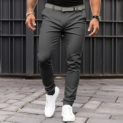 Slim Fit Suit Pants Men's Slim Fit Solid Color Suit Pants with Mid-rise Slant Pockets Zipper Fly for Business Office Workwear - Ellianto fashion Men's