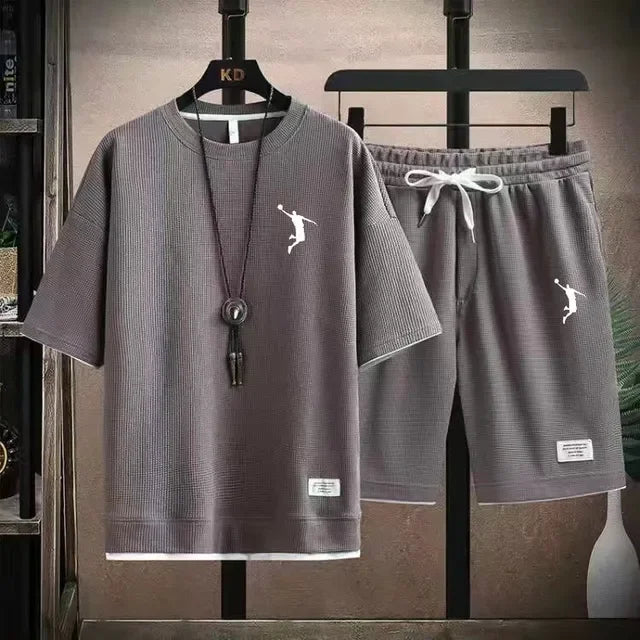 Set NEWSummer 2025 New Men's Sportswear Set - Linen T-shirt and Shorts two-piece Sportswear Set - Fashionable and - Ellianto fashion Men's