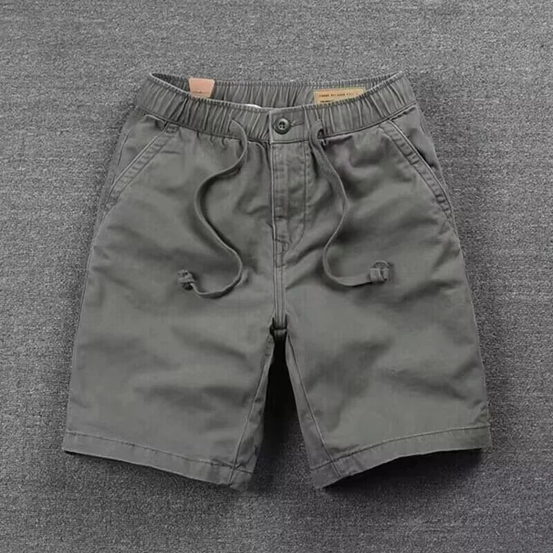 Casual Men's Workwear Shorts Summer Trendy Loose Straight Leg Five-Quarter Pants Washed Elastic Leisure Trousers