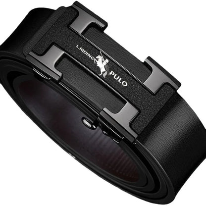 Casual Men's Fashion Automatic Buckle Leather Belt for Middle-aged And Young Business Casual Match All the Time Waist Belt