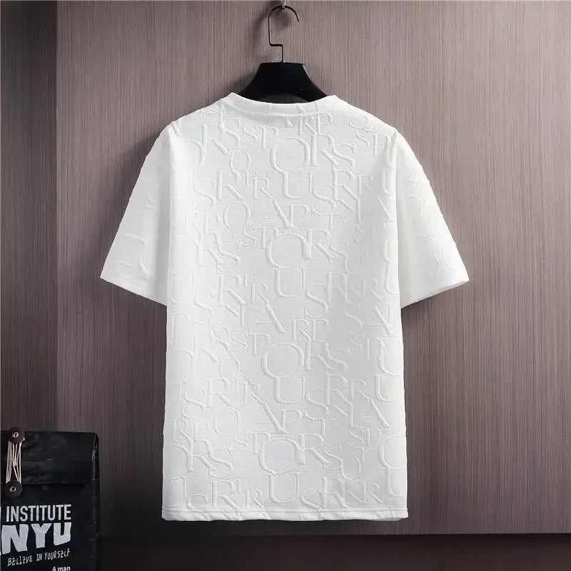 Summer Fashionable Korean Style Men's Short Sleeve Suit Versatile Waist Checked Five-point Shorts T-shirt Set Casual Wear - Ellianto fashion Men's