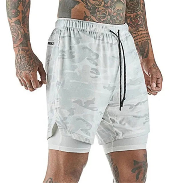 Men Sport Shorts Sportswear Double-deck Running Shorts 2 In 1 Beach Bottoms Summer Gym Fitness Training Jogging Short Pants Men - Ellianto fashion Men's