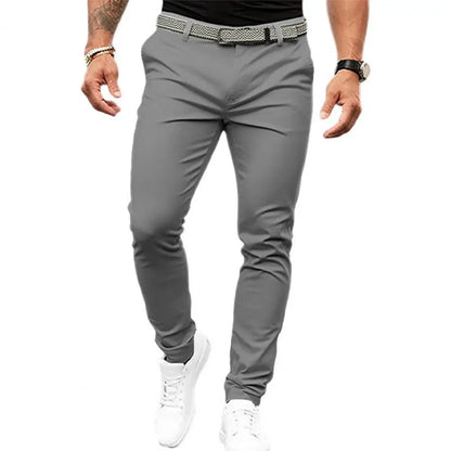 Slim Fit Suit Pants Men's Slim Fit Solid Color Suit Pants with Mid-rise Slant Pockets Zipper Fly for Business Office Workwear - Ellianto fashion Men's