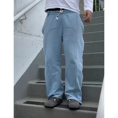 Casual Elastic Drawstring Zipper Pants High Street Hip Hop Streetwear Loose Fit Men's Trousers for Casual Scenarios