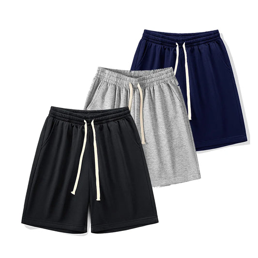 Summer Running Shorts for Men Casual Jogging Sport Short Pants Solid Color Drawstring Loose Dry Gym Sports Shorts - Ellianto fashion Men's