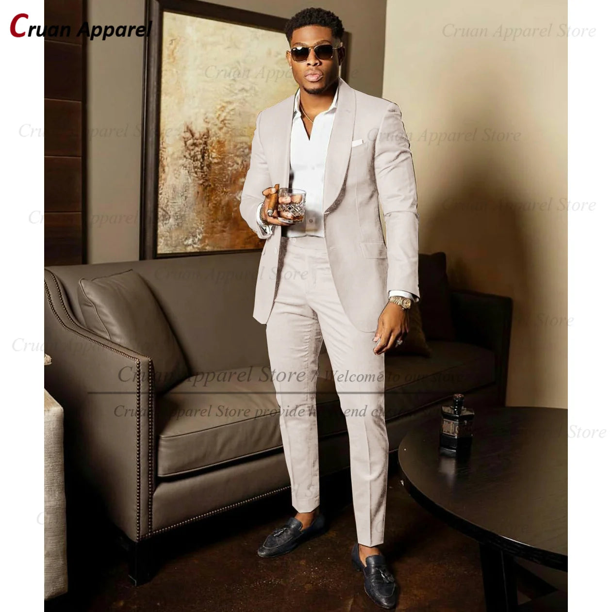 2025 Green Suits for Men Tailor-made Groom Wedding Suits Tuxedo Best Man Blazer Pants 2 Pieces Trendy Fashion Marriage Costume - Ellianto fashion Men's