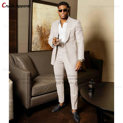 2025 Green Suits for Men Tailor-made Groom Wedding Suits Tuxedo Best Man Blazer Pants 2 Pieces Trendy Fashion Marriage Costume - Ellianto fashion Men's