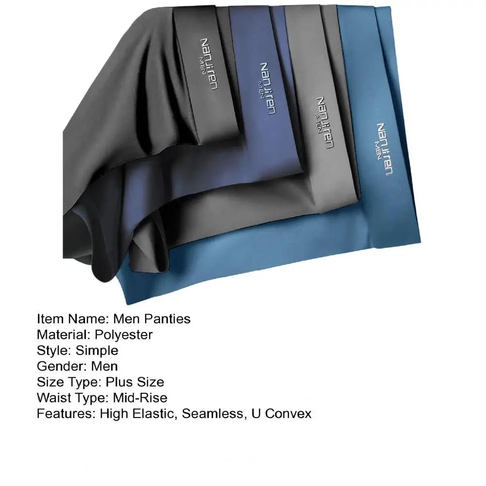 4pcs Boxer Shorts Men's Ice Silk Underwear Cool Underpants Breathable Sexy Thin Panties U Convex Lingerie Wholesale Lots L-6XL - Ellianto fashion Men's
