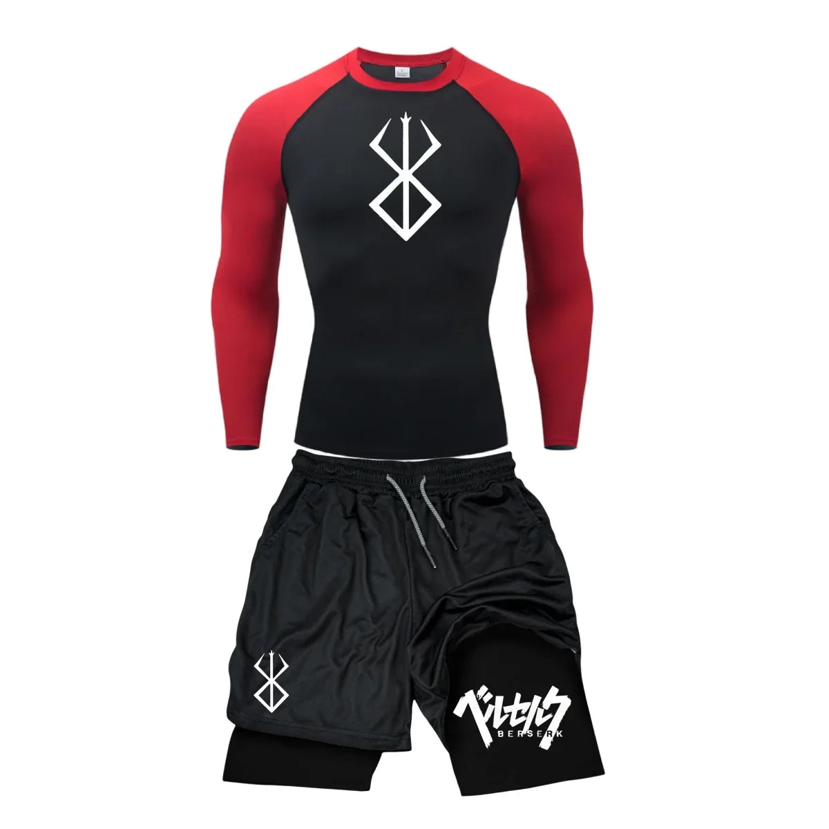 Men’s Berserk Guts Compression Set – Quick-Dry Rash Guard Top (Long or Short Sleeve) & Workout Shorts