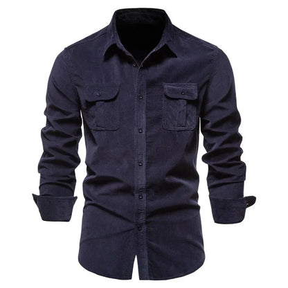 Men's Business Casual Long Sleeve Cotton Velvet Shirt Slim Fit Autumn Wear Comfortable Breathable Fashionable New Style Shirt - Ellianto fashion Men's