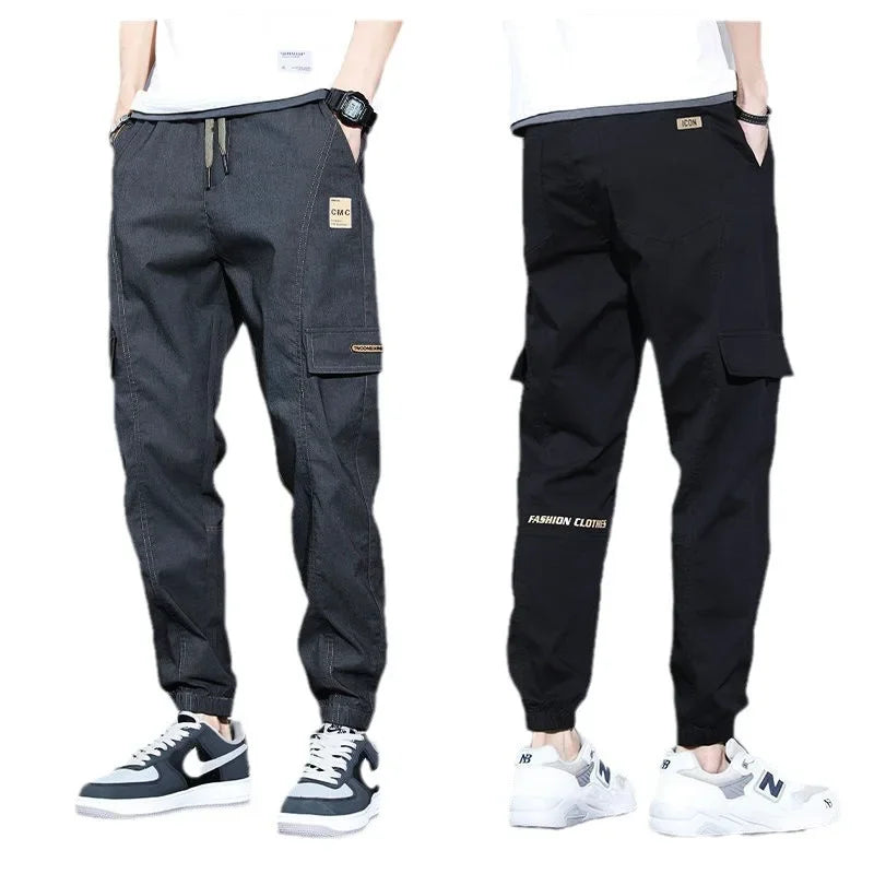 Summer Thin Men's Harajuku Cargo Pants Loose-Fit Sports Trendy Versatile Ankle-Length Casual Trousers - Ellianto fashion Men's