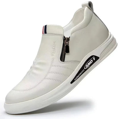 Business Men's Leather Shoes Fashion Man Dress Shoes Autumn ZIP Man's Sneakes 2025 New Lightweight Flat Male Casual Loafers - Ellianto fashion Men's