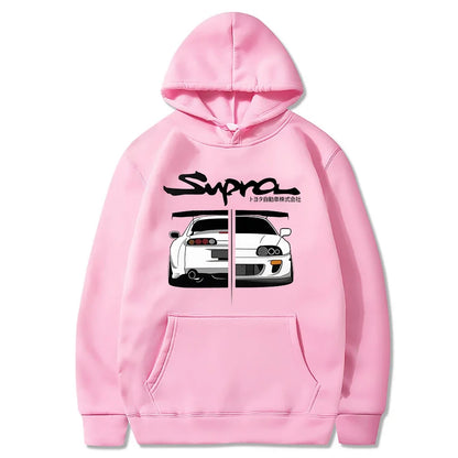 Initial D Supra Hoodie – Lightweight Japanese-Style Manga Print Sweatshirt with Loose Fit and Long Sleeves for Spring-Autumn Comfort