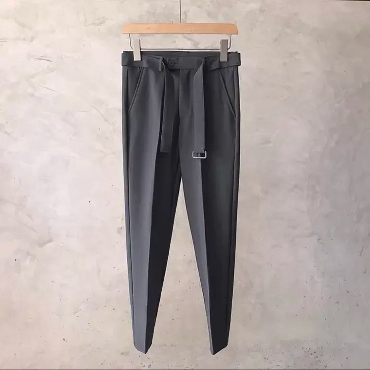 Draped Office Trousers For Men Fluid White Man Suits Pants Work Summer 2024 Chinese Homme Clothing Premium Stylish Formal 2025 trend - Ellianto fashion Men's