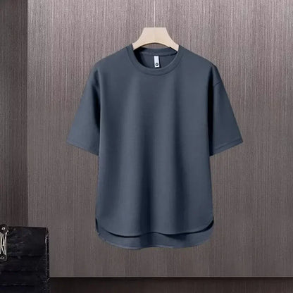 Pure Color Men's T-Shirt Set Short Sleeve Summer Trendy Two-Piece Suit Casual Comfortable Breathable Male Model Clothing - Ellianto fashion Men's