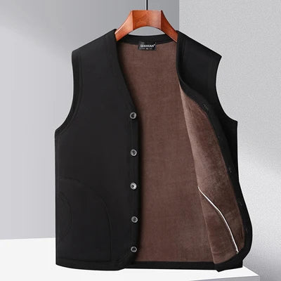 DIMUSI Winter Men's Vests Casual Man Fleece Warm Sleeveless Jackets Fashion V-Neck Outwear Thermal Fishing Waistcoats Clothing - Ellianto fashion Men's