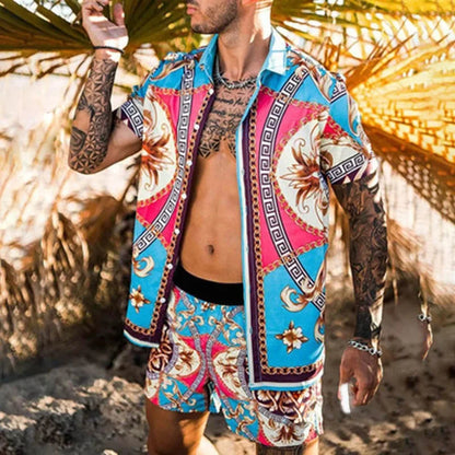 Hawaiian Shirt Sets 3D Printed Men's Fashion Short Sleeves Shirts Oversized Beach Shorts Summer Streetwear Suits Clothing - Ellianto fashion Men's