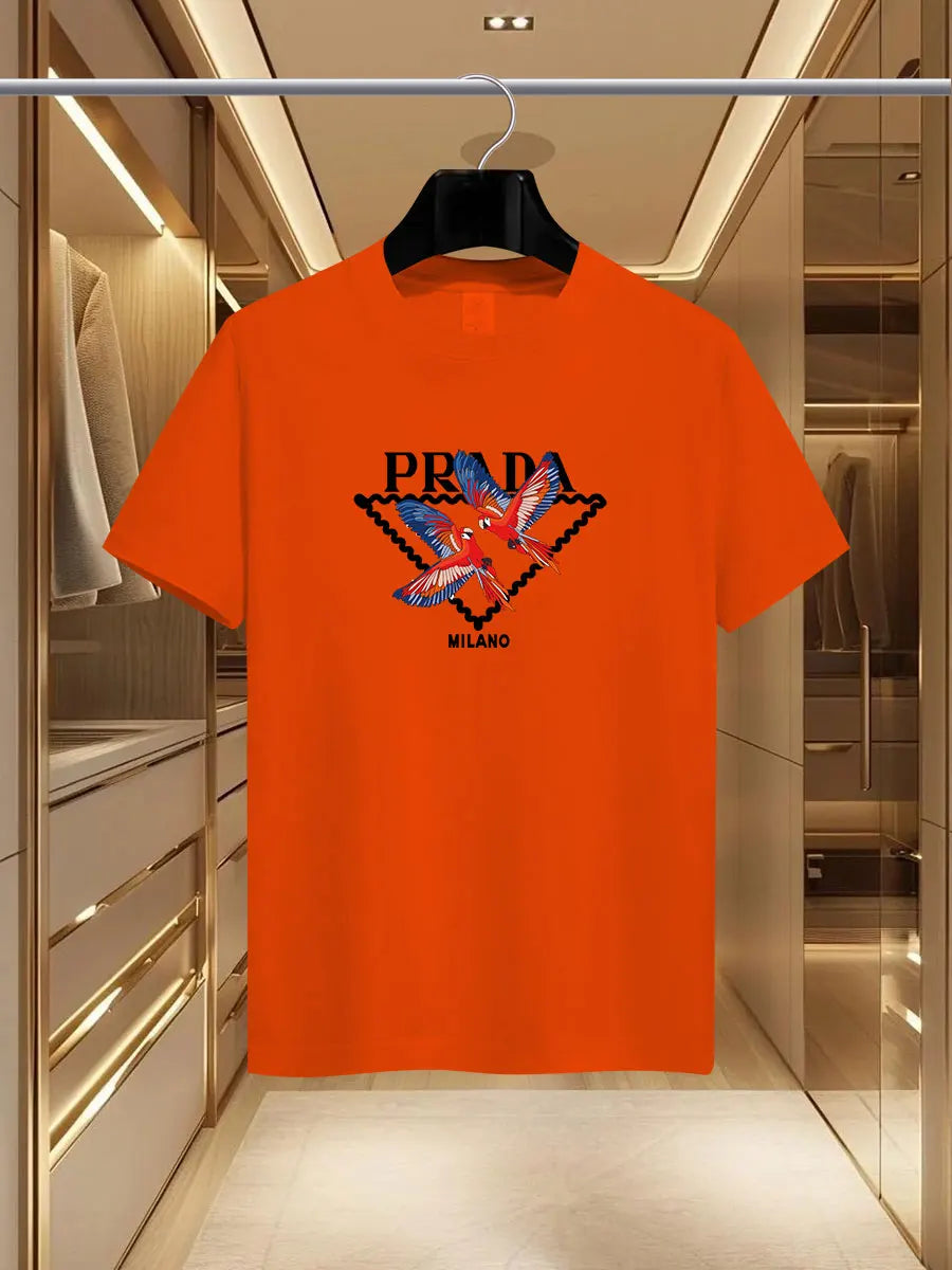 The 2025 new summer men's luxury fashion PDA brand Milan print T-shirt, pure cotton round neck casual fashion Y2K high-end and h - Ellianto fashion Men's