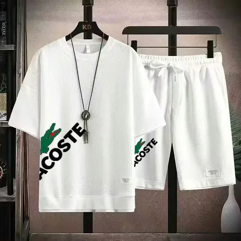 2025 sets of 2 pieces, waffle prints, men's shorts, summer sportswear, men's fashion, comfort and fashion, sportswear sets - Ellianto fashion Men's