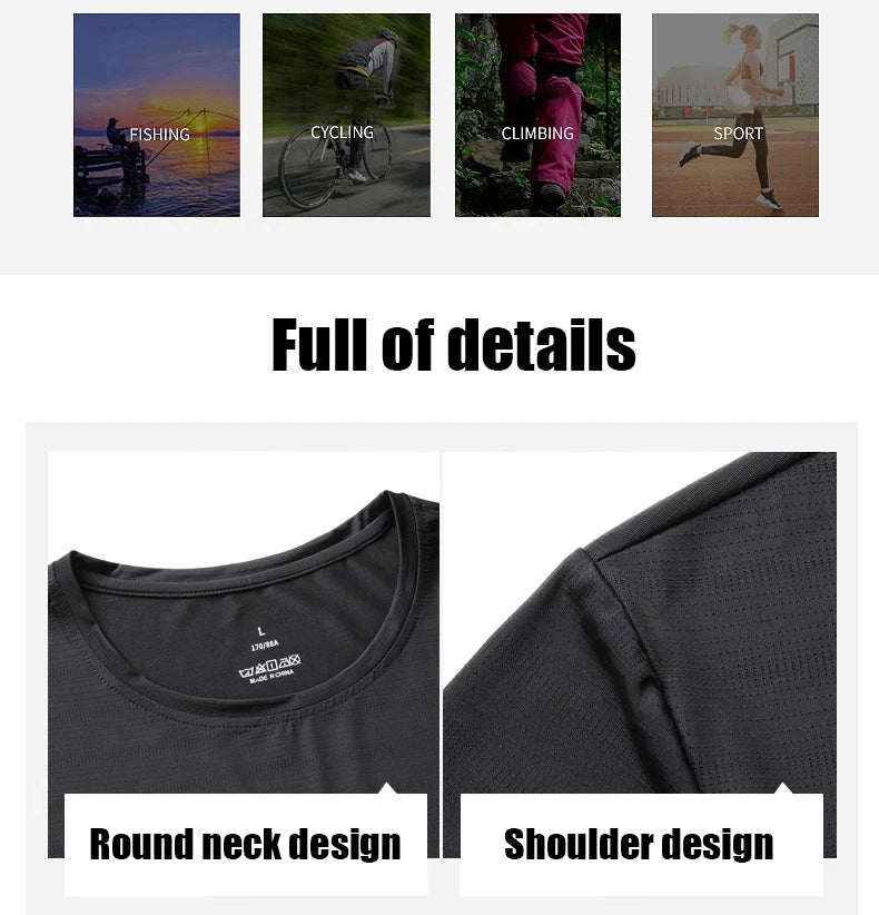 CHRLCK Plus Size Summer Ice Silk Short Sleeve T-Shirt Men's Loose Thin Sports T-shirt For Seniors Outdoor Fitness Casual T-shirt - Ellianto fashion Men's