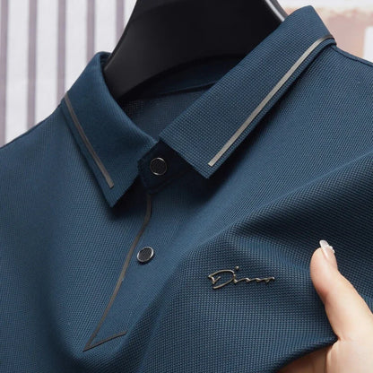 Men's New Polo Shirt Seamless Premium Luxury Cool Fabric Business Casual Golf Slim Fit Blouse Collar T-shirt - Ellianto fashion Men's