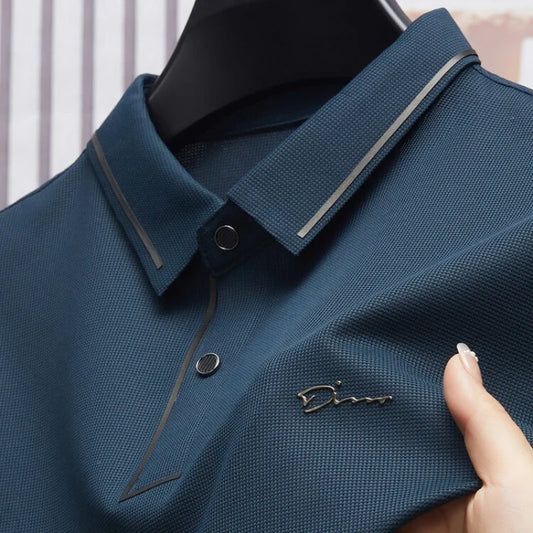 Men's New Polo Shirt Seamless Premium Luxury Cool Fabric Business Casual Golf Slim Fit Blouse Collar T-shirt - Ellianto fashion Men's