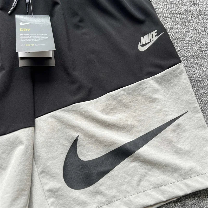 Nike Men's Breathable Shorts, Above The Knees, Moisture-wicking, Quick-dry, Athletic, Loose-fit Sweatpants, Black/Red/White - Ellianto fashion Men's