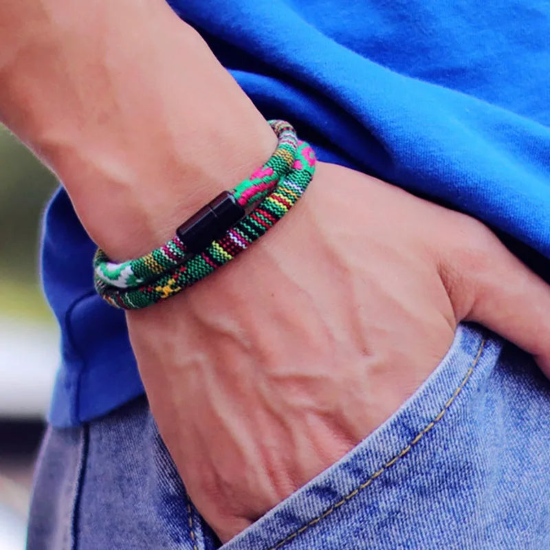 New In Men Bohemia Rope Bracelet Attract Magentic Braclet Adventure Survival Braslet Pulseras Hilo Hombre Beach Surf Brazalete - Ellianto fashion Men's
