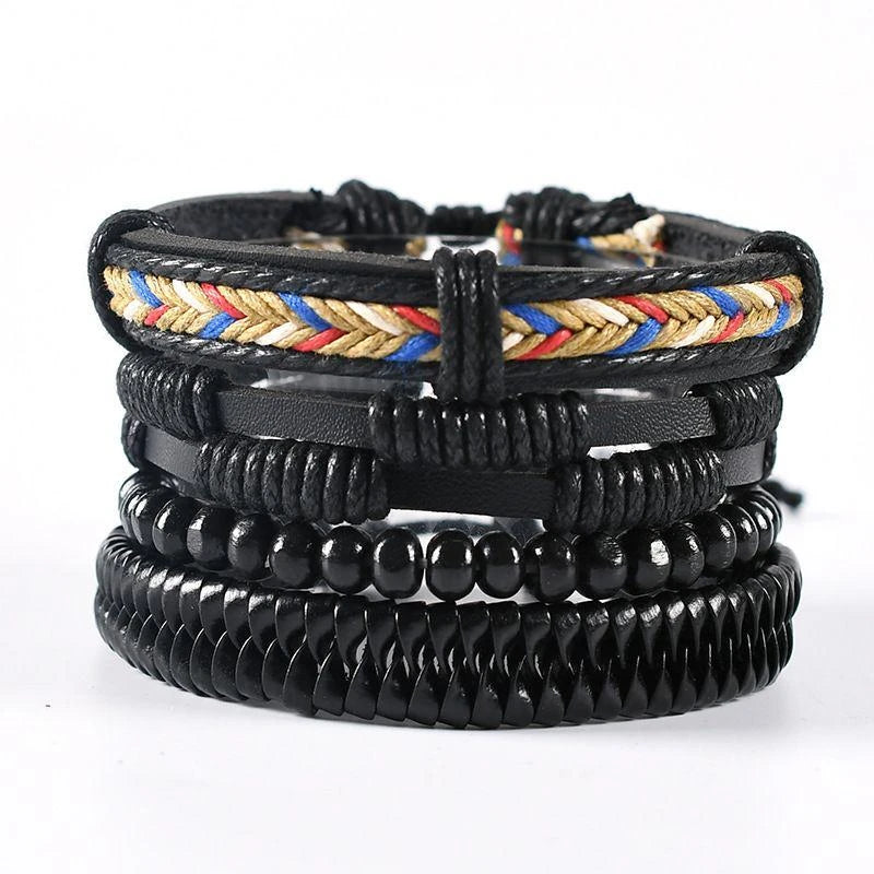 06 2025 Leather Braided Bracelet For Men - Ellianto fashion Men's