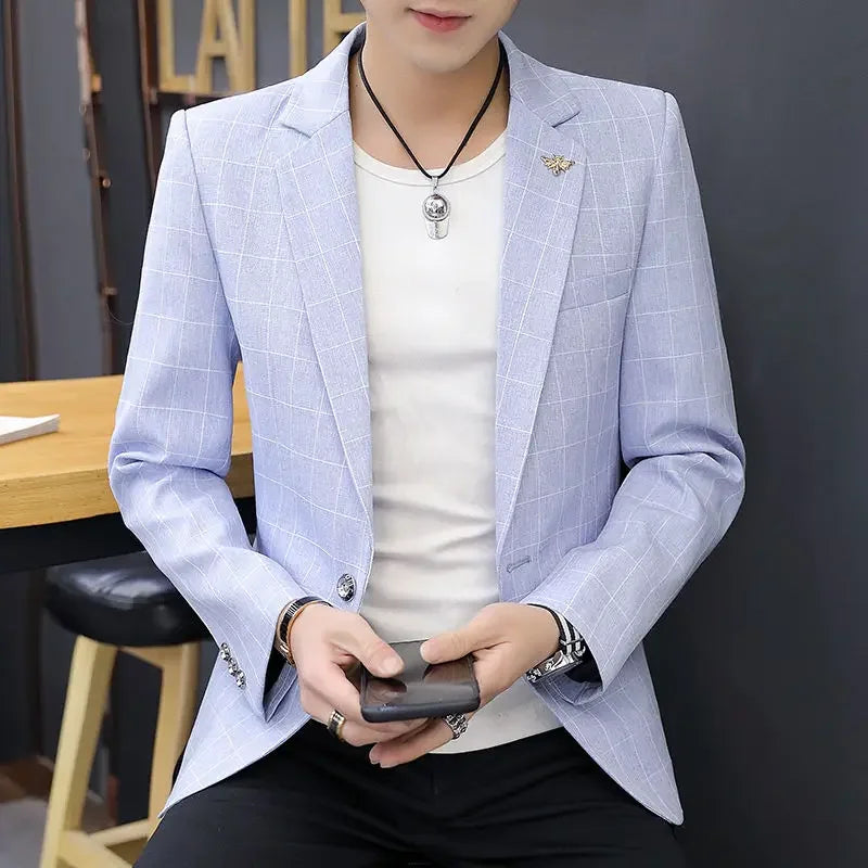 2025 Party Linen Gray Men's Suit Jackets Single Breasted Coat Male Blazer Summer New in Simple Clothing Fashion 2024 Casual Classic - Ellianto fashion Men's