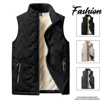 Autumn and winter fashion men's cotton vest jacket casual multifunctional plus size warm standing collar sleeveless men's top - Ellianto fashion Men's