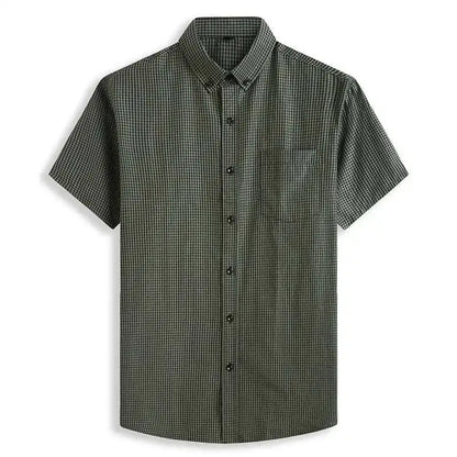 Plus Large Short Sleeve Men Pure Cotton Summer Comforable Plaid Mens Shirts Business Formal Casual Slim Fit Loose Big Size 8XL