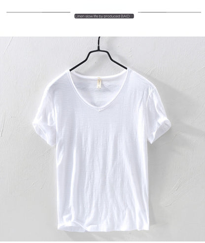 New Mens T Shirt Pure Color V Collar Short Sleeved Tops Tees Men T-Shirt 10colors slim Man T-Shirts Fitness For Male Clothes - Ellianto fashion Men's