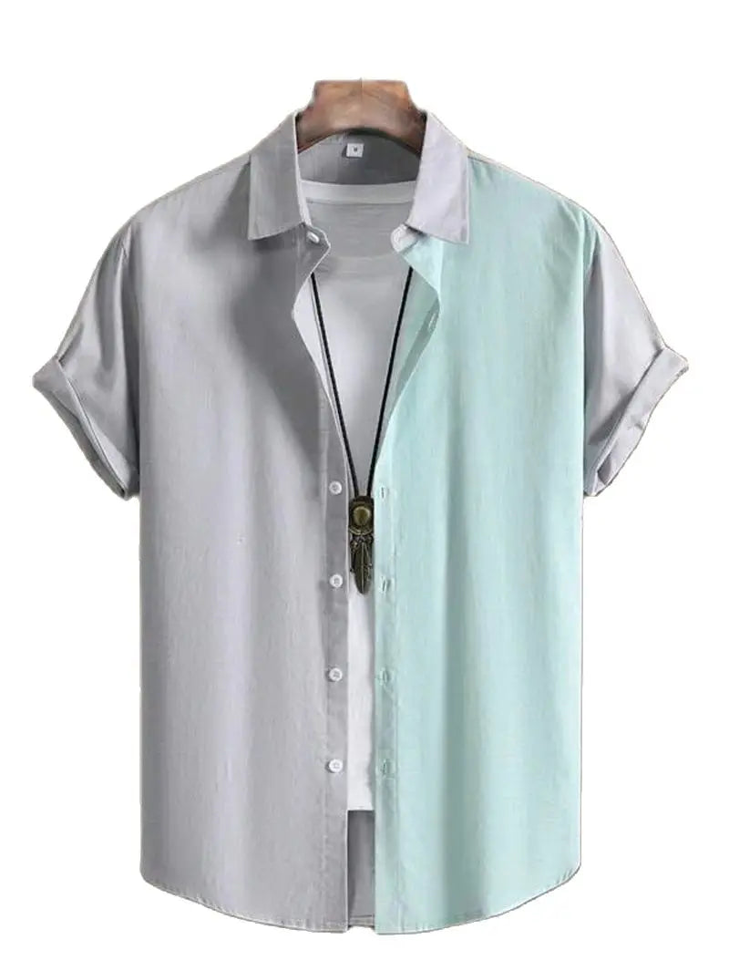 Alternating Striped men's Shirts Summer Minimalist Shirts Beach Casual Style Short Sleeved Shirt Men's Hawaii Vacation Shirt - Ellianto fashion Men's