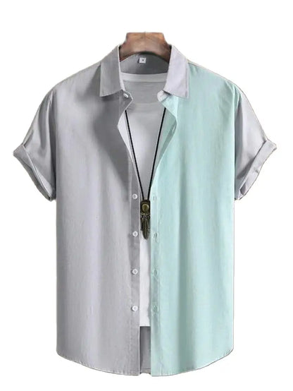 Alternating Striped men's Shirts Summer Minimalist Shirts Beach Casual Style Short Sleeved Shirt Men's Hawaii Vacation Shirt - Ellianto fashion Men's
