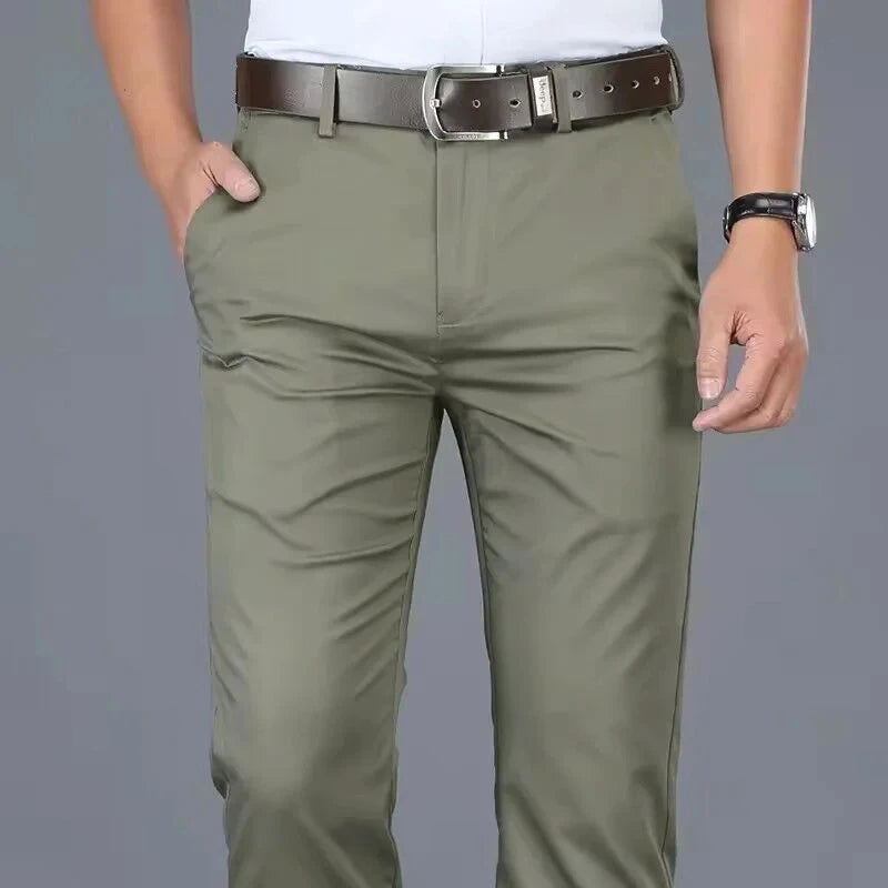 Classic Casual Pants Mens Clothing Straight Business Green Black Khaki Trousers Comfortable Male Brand Clothing 2025 - Ellianto fashion Men's