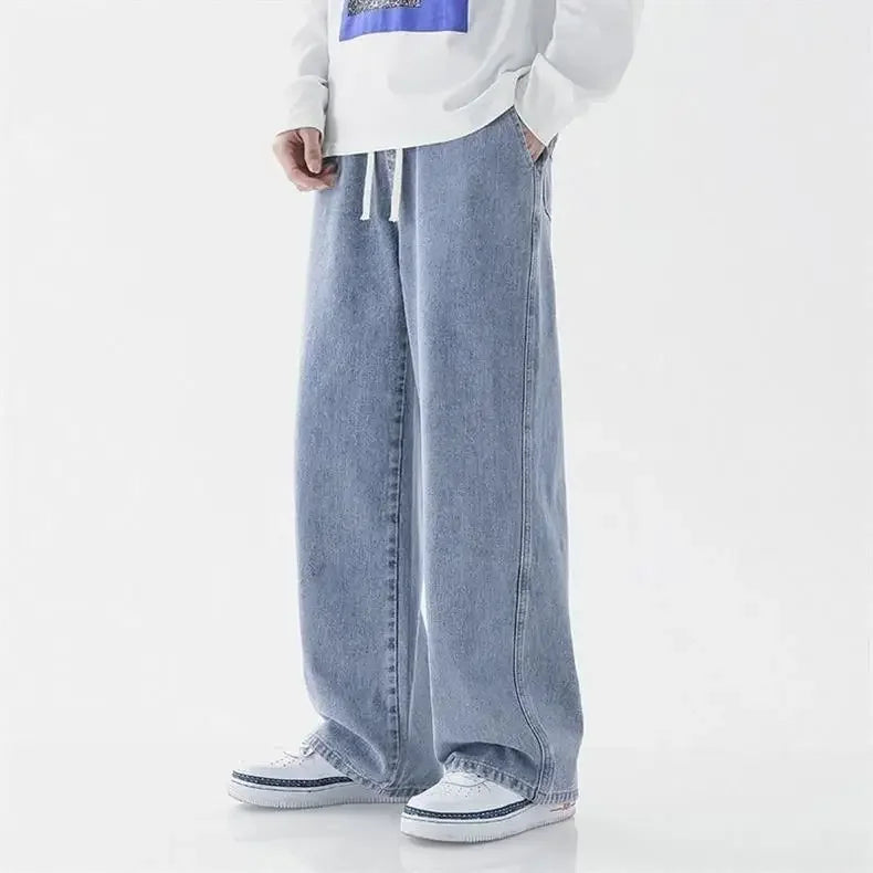 Loose Straight Leg Men's Jeans Summer Trendy Casual Versatile Handsome New Style Long Pants Clothing Matching - Ellianto fashion Men's