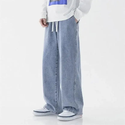 Loose Straight Leg Men's Jeans Summer Trendy Casual Versatile Handsome New Style Long Pants Clothing Matching - Ellianto fashion Men's