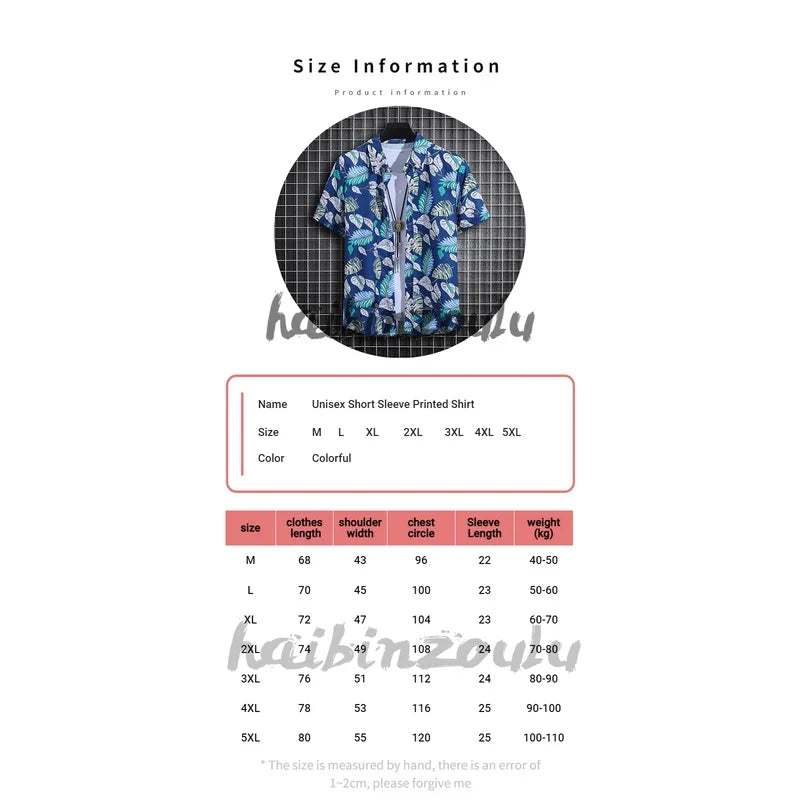 Men's Summer Short Sleeve Printed Shirt Thin Beach Shirt Men's Clothing Turtle Neck Polo Shirt for Men Casual Top - Ellianto fashion Men's