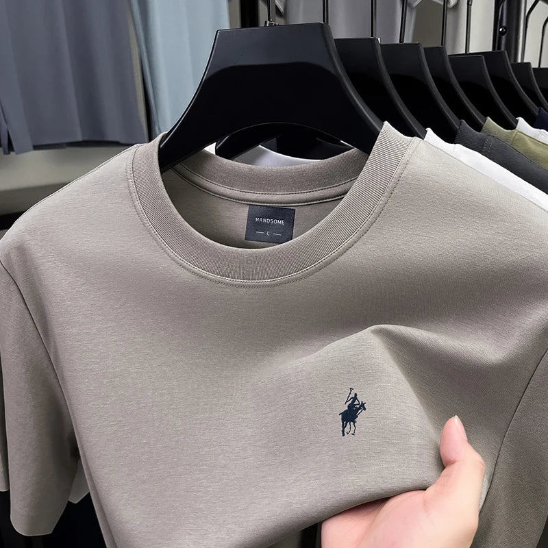 High end brand men's T-shirt 2025summer designer new pony embroidery casual skin friendly breathable round neck short sleeve top - Ellianto fashion Men's