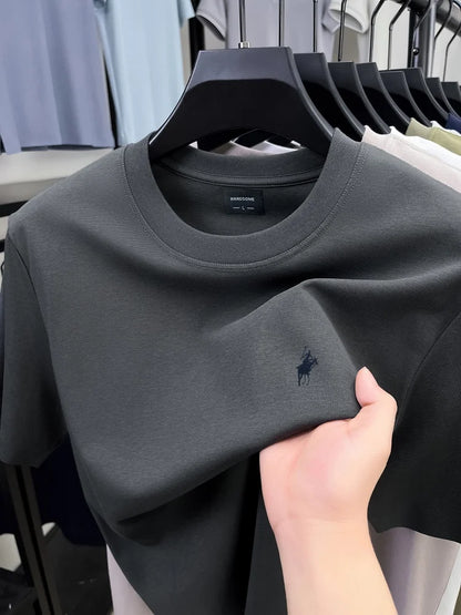High end brand men's T-shirt 2025summer designer new pony embroidery casual skin friendly breathable round neck short sleeve top - Ellianto fashion Men's