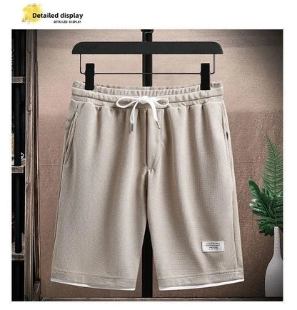 Casual Men's Sportswear Set Summer Short Sleeve Drawstring Shorts Loose Five-Quarter Pants Thin Male Outfit Two-Piece Suit - Ellianto fashion Men's