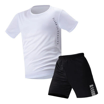 Men’s 2-Piece Sports Quick-Dry Set – Lightweight Round-Neck Shirt & Joker Stretch Shorts for Comfortable Running, Fitness, and Badminton Performance