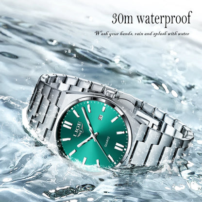 LIGE Men Luxury Watch For Man Waterproof Luminous Date Week Stainless Steel Men Watch Casual Quartz Men's Watches Male Clock+box - Ellianto fashion Men's