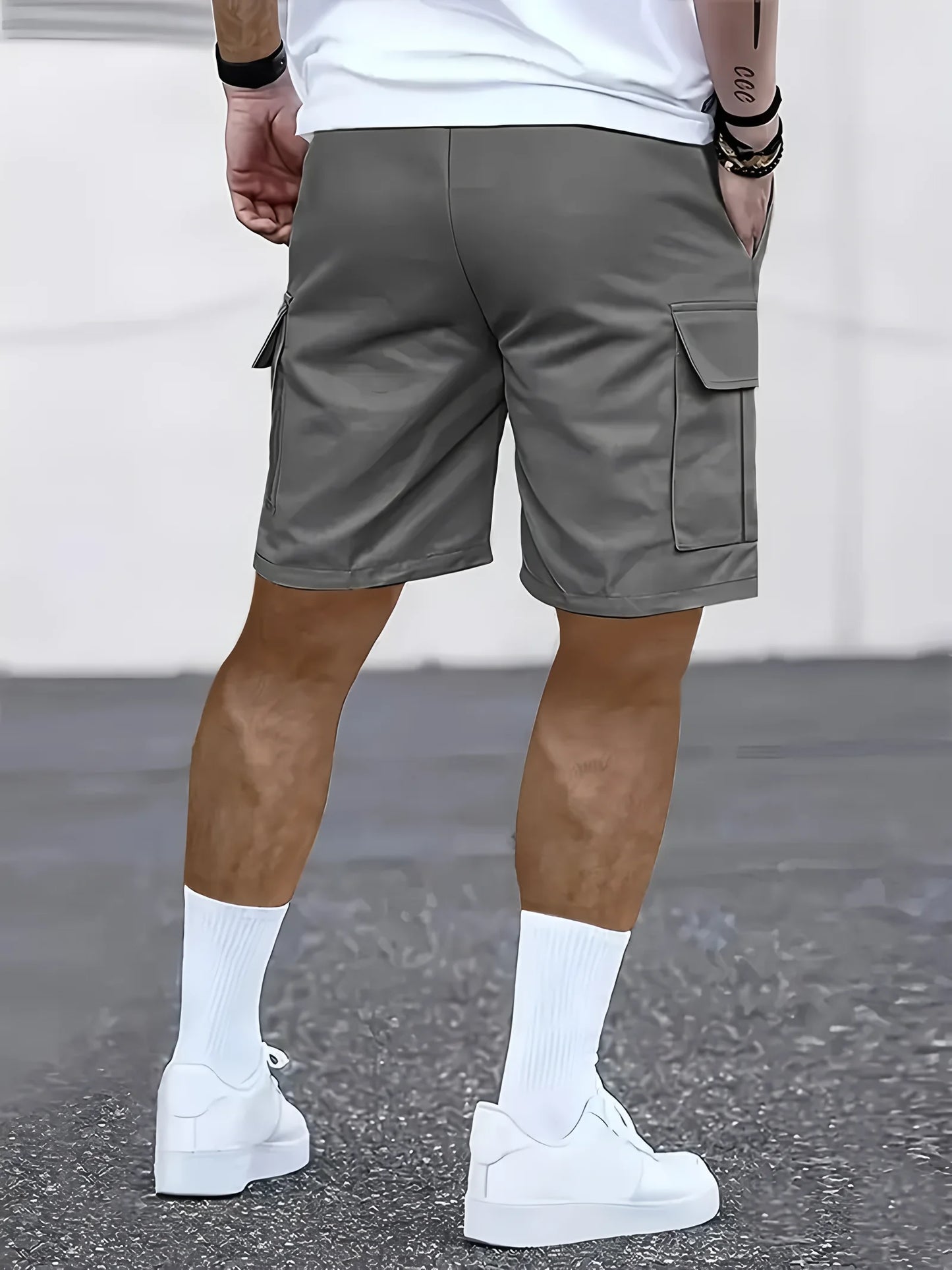 Men's work shorts; summer comfort; multi-pocket; outdoor leisure sport beach pants; elastic waistband - Ellianto fashion Men's