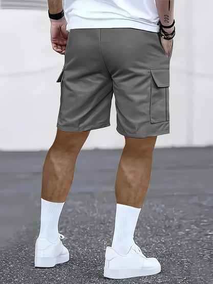Men's work shorts; summer comfort; multi-pocket; outdoor leisure sport beach pants; elastic waistband - Ellianto fashion Men's