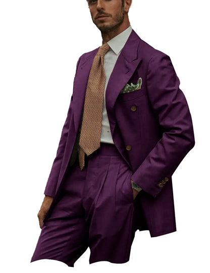 New Solid Color Linen Men's Suit 2 Pieces Fashion Business Casual Summer Elegant Prom Wedding Groom Tuxedos High Quality Suits - Ellianto fashion Men's