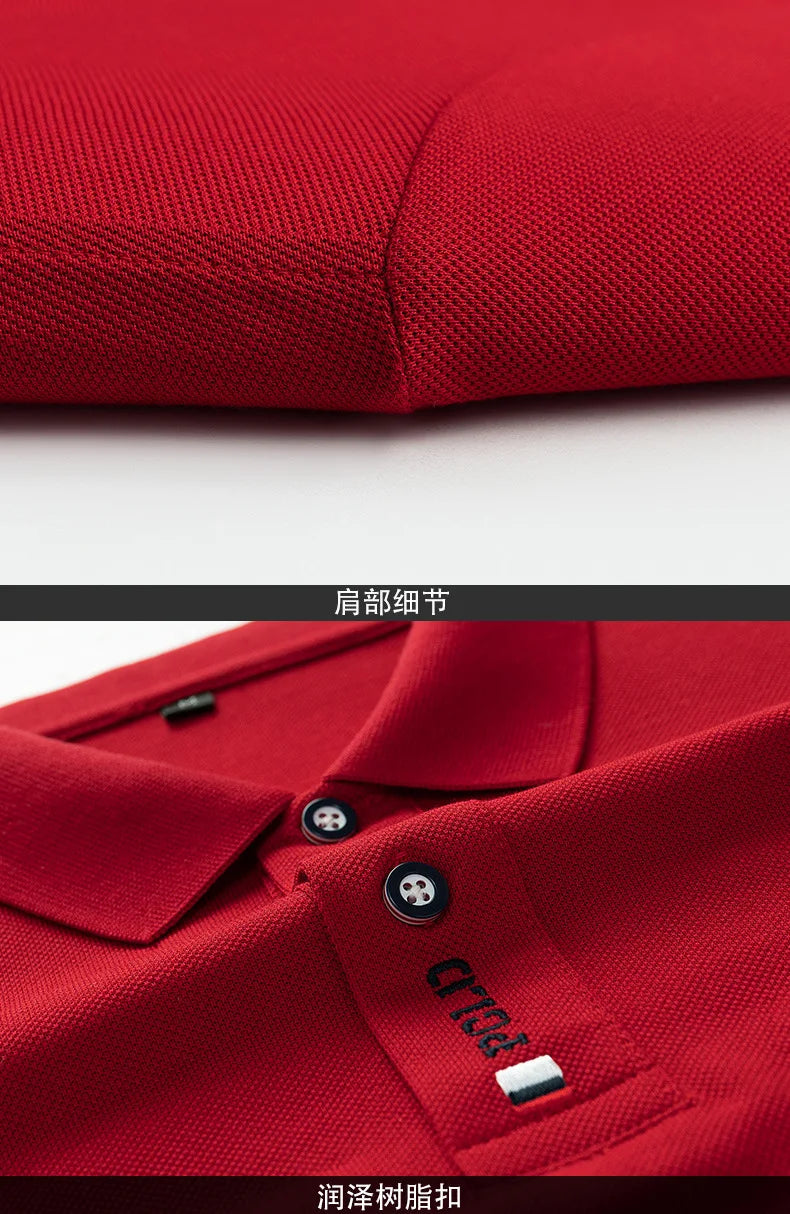 Brand Embroidered Men's Pure Cotton Popsicle Cotton Short Sleeved Polo Shirt Summer New Business Casual Breathable Men's Top 4xl - Ellianto fashion Men's